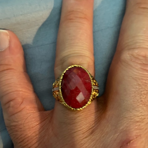 Other - Natural rubies and diamonds sterling silver ring size 9 3/4